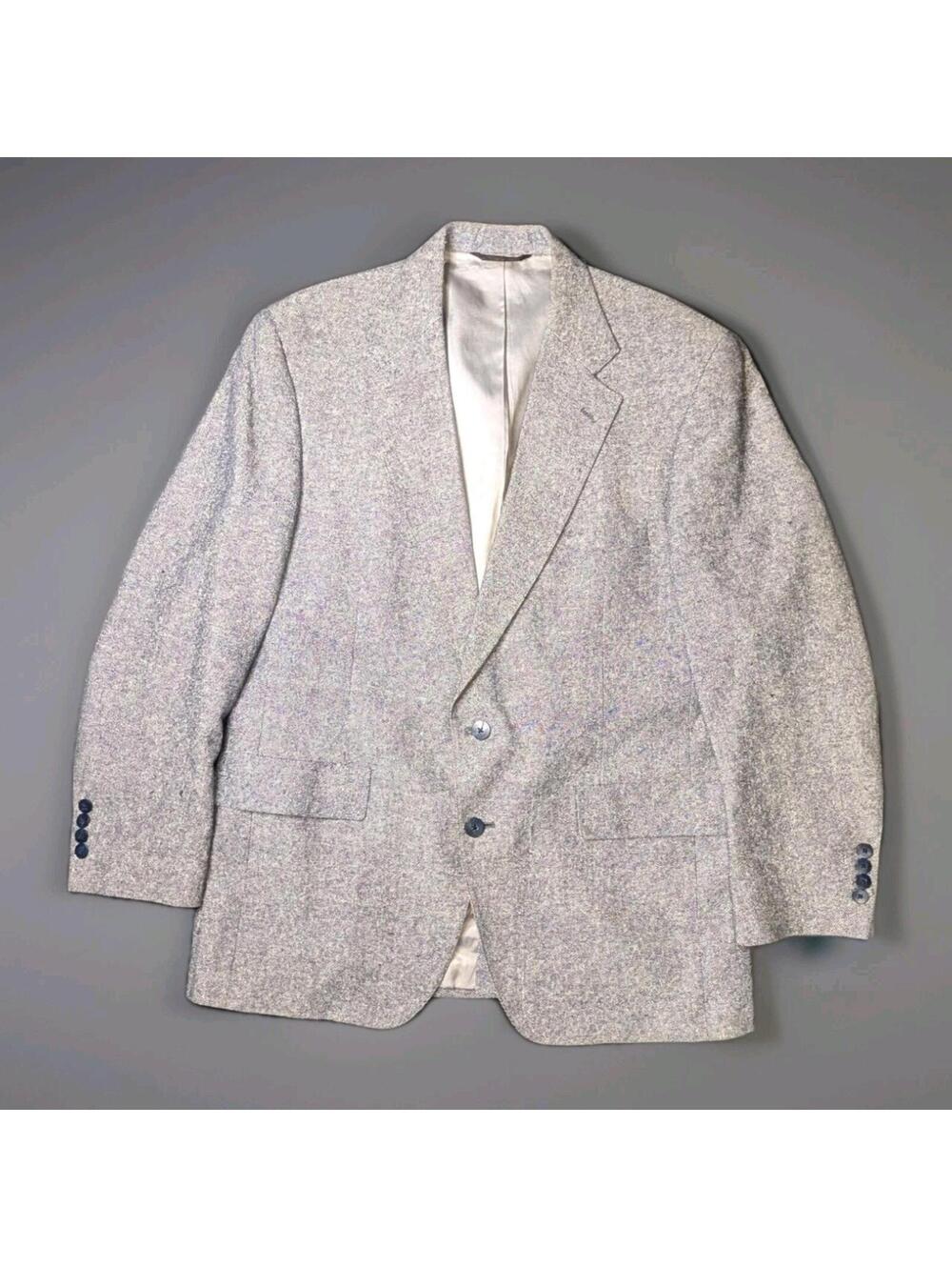 patrick james sport coat 41R Hand Loomed Matka Silk Blue Gray